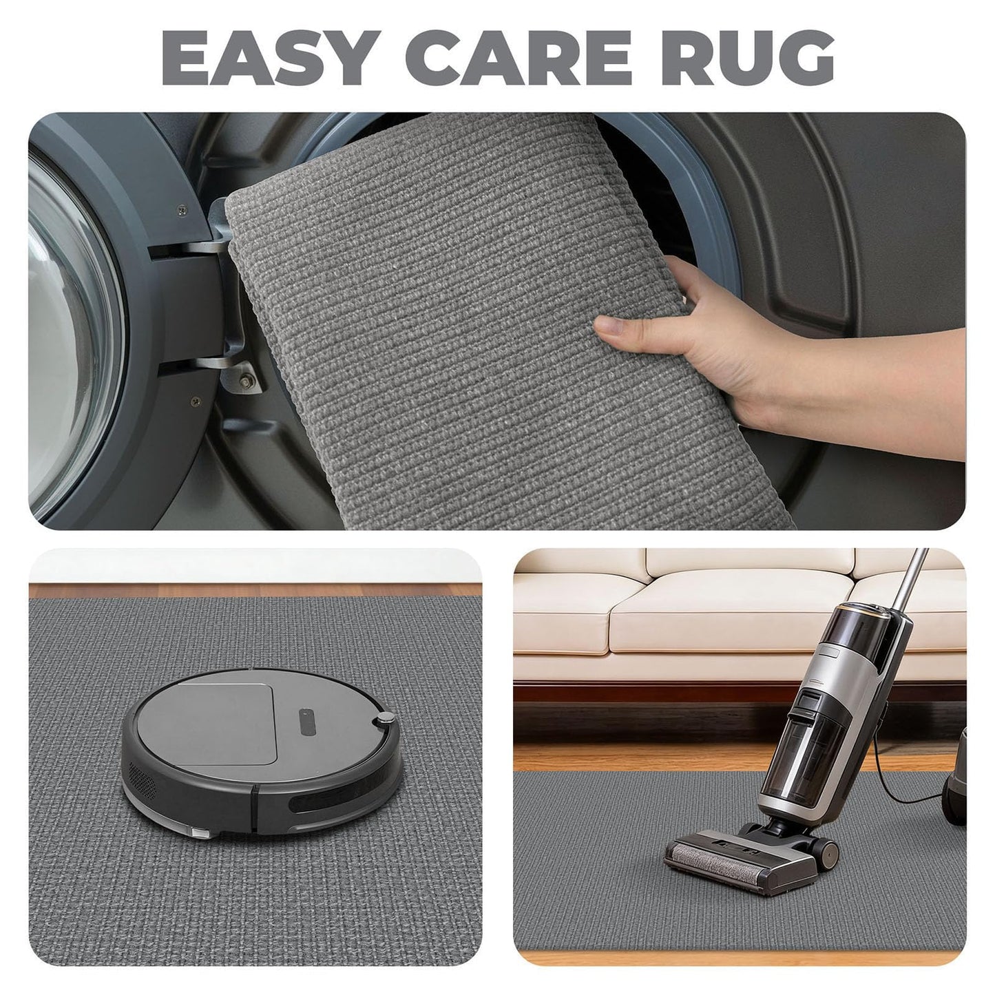 Lansny 2x3 Washable Area Rug Small Braided Cotton Entryway Rug with Non Slip Backing Kitchen Rugs Indoor Door Mat for Entrance Bathroom Foyer, Grey