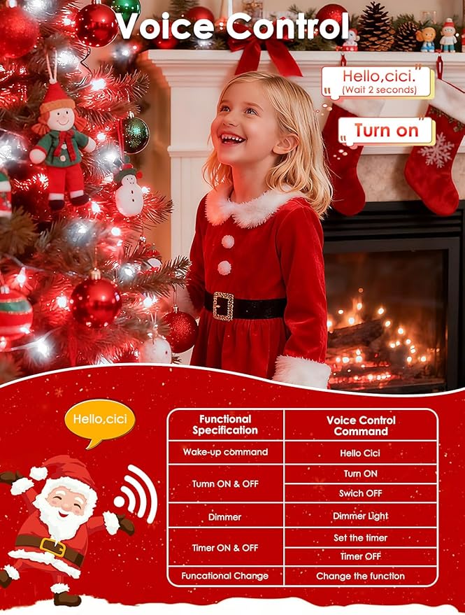 Voice Control Connectable 2PK 164FT 400LED Christmas String Lights Indoor Outdoor with Remote | Smart Twinkle Fairy String Lights 12 Modes & Timer for Xmas Tree Decor (Red & White)