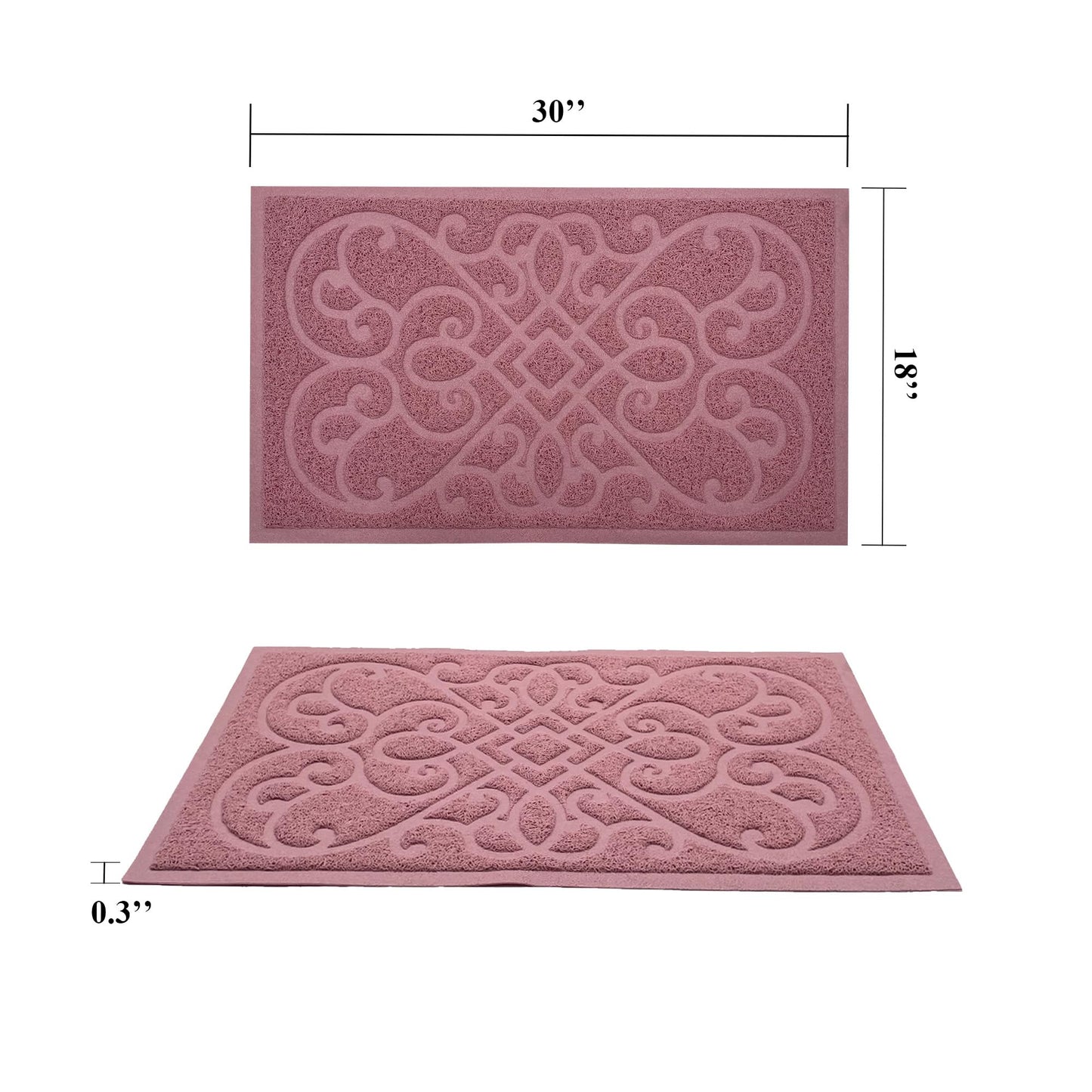 PetLike 2pk 30x18 inch Cat Litter Box Mat, Thick Kitty Litter Trapping Mat, Durable,Waterproof &Washable with Non-Slip Backing, Soft on Kitty Paws and Easy to Clean, BPA Free