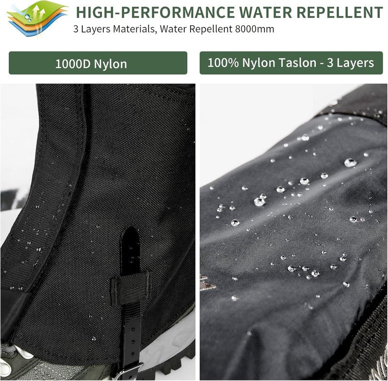 Leg Gaiters - 1000D Waterproof Boot Gaiters for Hiking, Walking, Climbing & Skiing | Durable & Lightweight