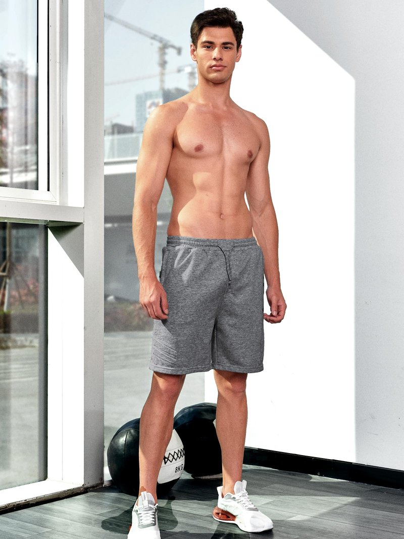 NORTHYARD Men's Athletic Running Shorts Cotton Casual Shorts with Zipper Pockets 7" Workout Gym Sweat Shorts Smoke Heather 3XL