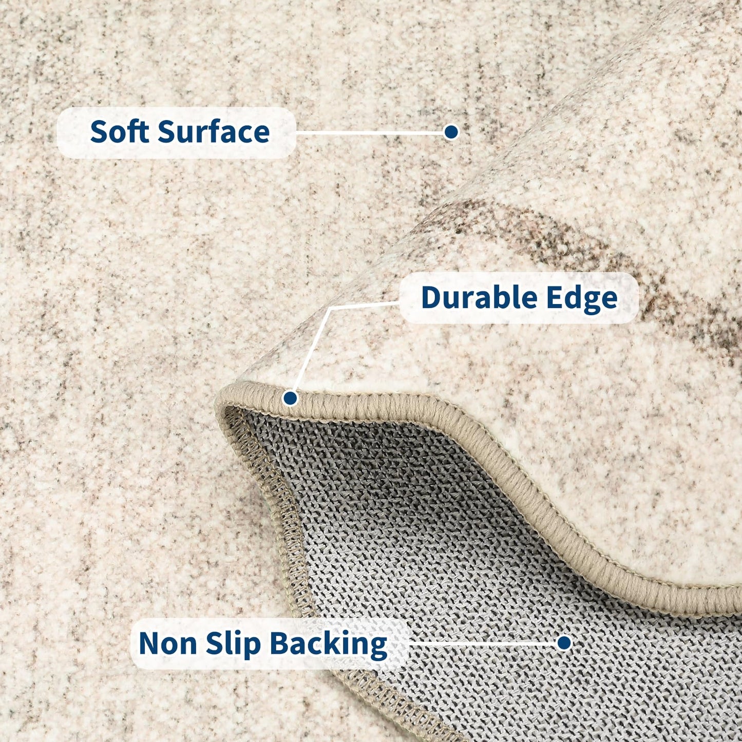 GarveeHome Scalloped Large Living Room Area Rug 8x10 - Machine Washable Modern Rugs Bordered Neutral Rug Non-Shedding Low Pile Farmhouse Carpet for Bedroom Nursery Classroom Dorm 8 ft x10 ft Beige