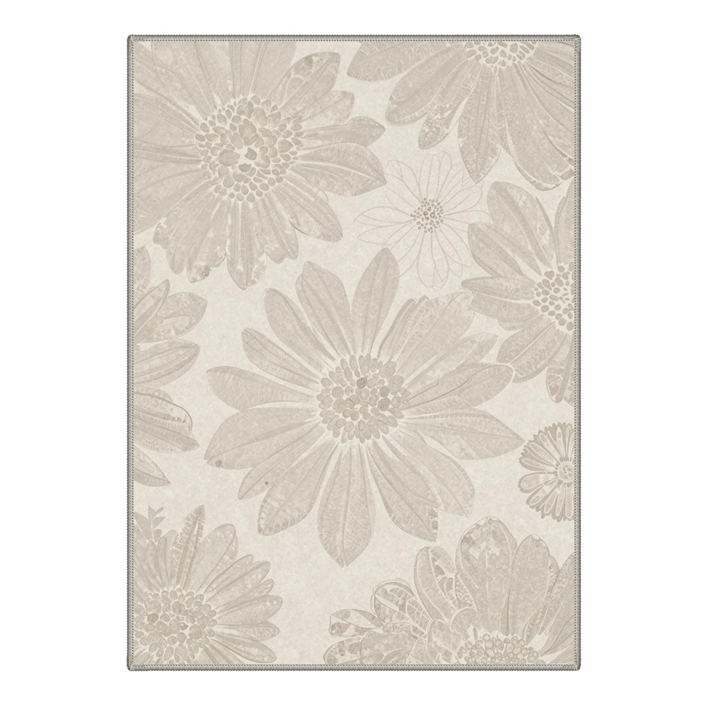 GENIMO 5x7 Area Rugs for Living Room, Machine Washable Non Slip Floral Rug, Low Pile Lightweight Flower Print Rug for Bedroom, Dining Room, Dusty Beige Flower