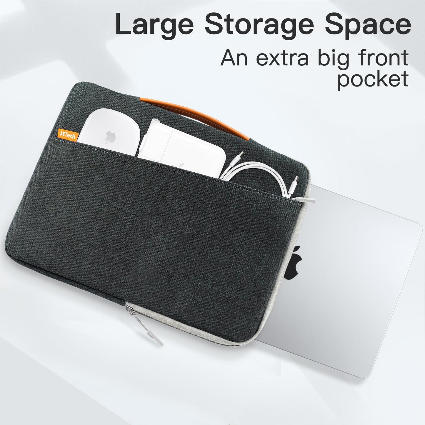 JETech Laptop Sleeve for MacBook Neo (A18 Pro), 13-14Inch MacBook Air/Pro (M1-M5, 2020-2026), Waterproof Bag with Portable Handle and Pocket, Compatible with 13-13.6 Inch Notebook (Dark Grey)