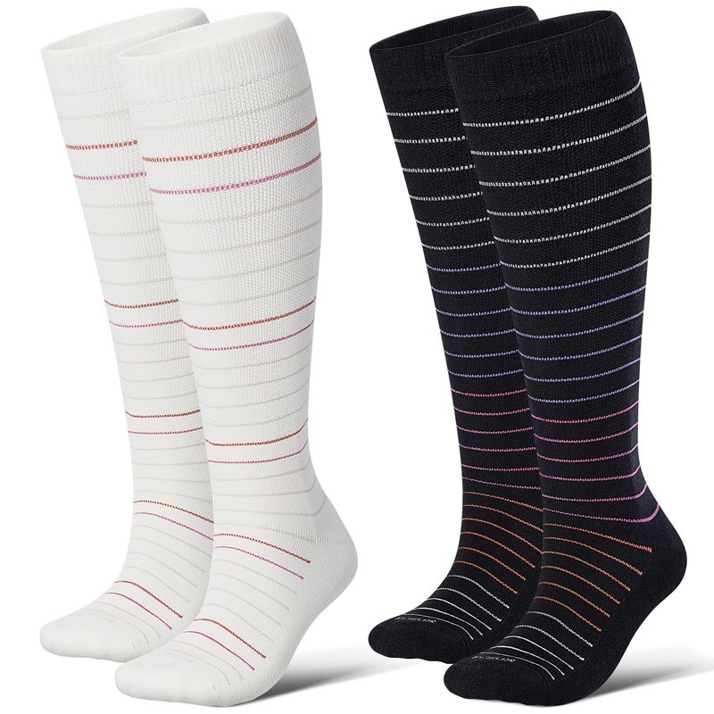 LEVSOX Wool Compression Socks for Women and Men 20-30mmHg Knee High Support Socks for Flying Nurses Pregnancy