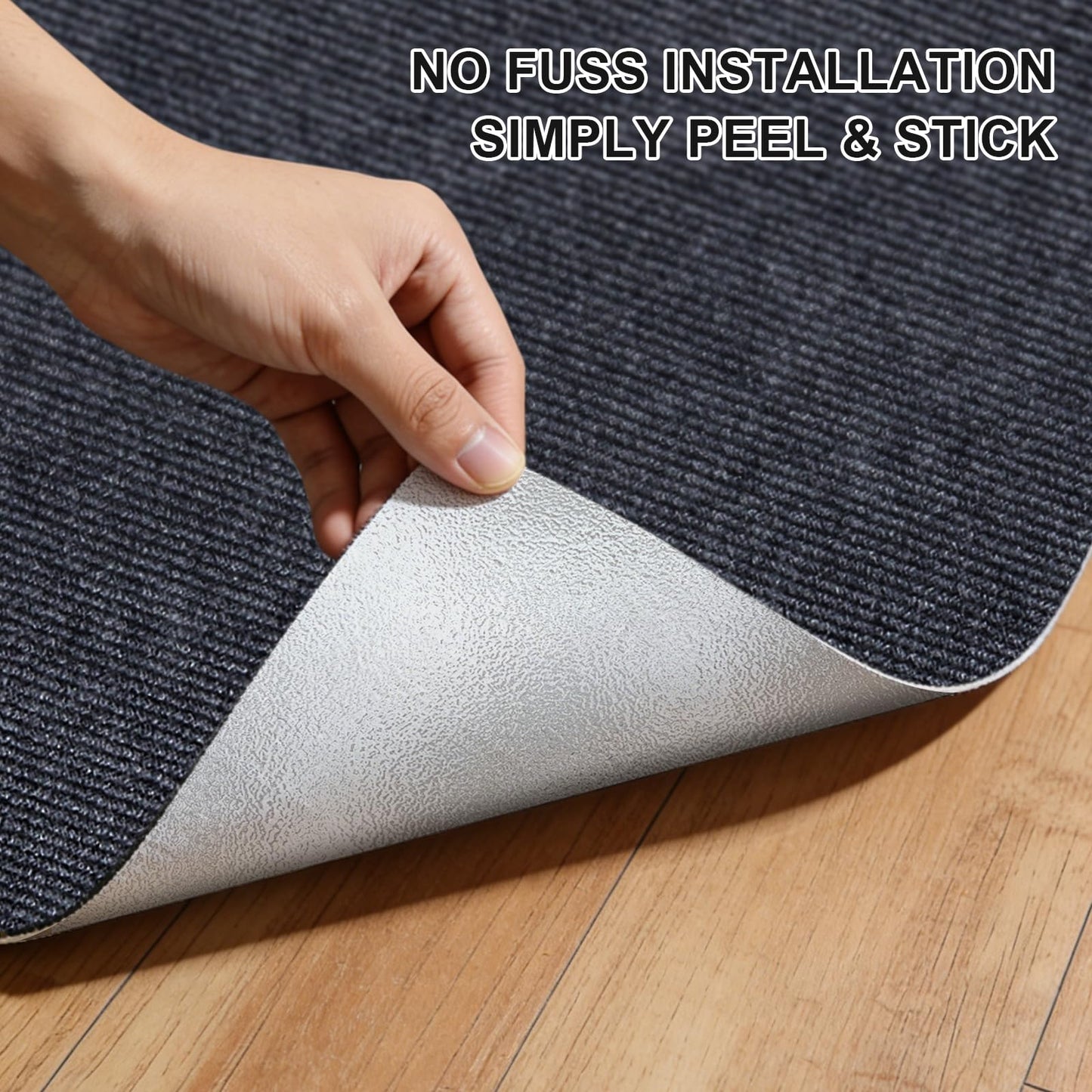 VeloflowXG 24" x 24"Peel and Stick Carpet Squares, Self Adhesive Non-Slip Carpet Tiles, Peel and Stick Soft Padded for Kitchen Bedrooms Indoor Outdoor(10 Tiles/40 sq ft) (10, Dark Grey)