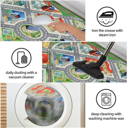 Large Kids Carpet Play Mat Rug for Playroom, 48'' x 71'’ Car Rugs Mat for Kids Toy Cars, City Life with Road Traffic Playmat Rugs Great for Kids Bedroom Play Room Boy Room Decor, Grey