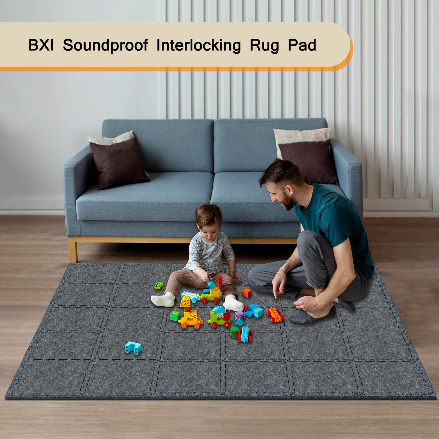 28 Pcs 0.4" Felt Border Pieces for BXI Soundproof Interlocking Rug Pad, Non Slip Rug Pads, High Density Noise Reduction Puzzle Felt Carpet Padding, Rug Mat Protect and Adds Cushion Fittings