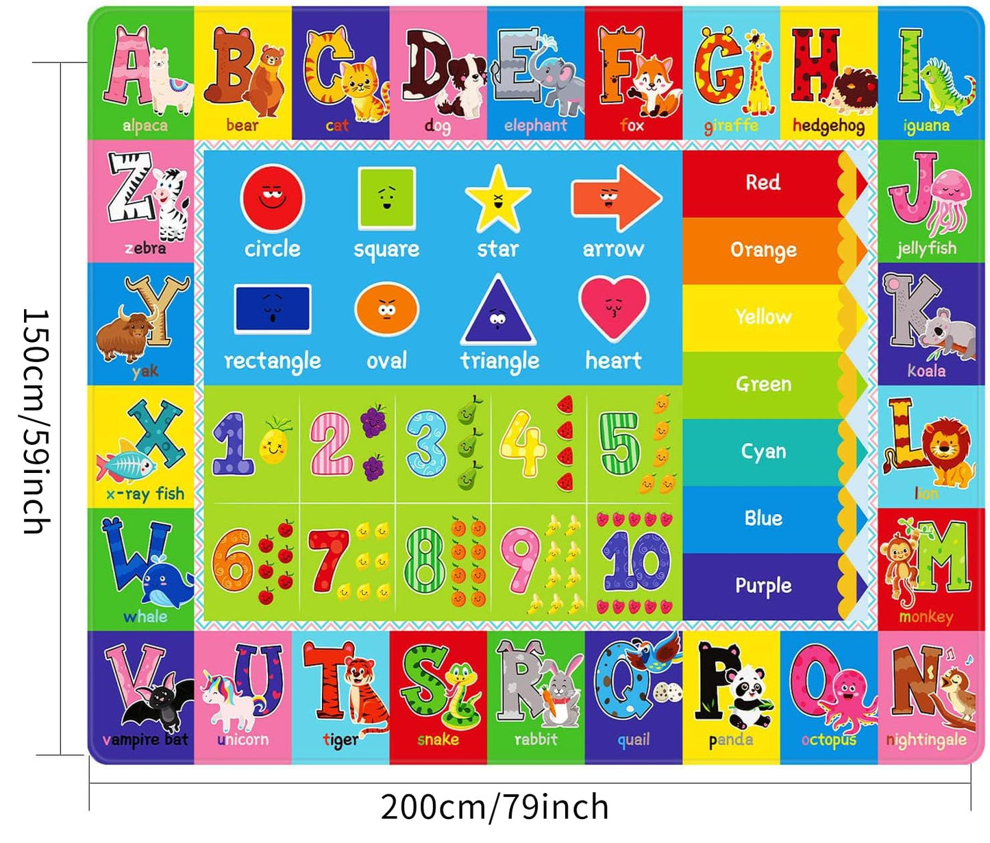 Kids Rug for Playroom, 5' X7' ABC Educational Play Mat, Non-Slip Soft Rugs for Kids Room, Floor Rug for Bedroom, Classroom, Alphabet Carpet for Boys Girls (78.7X59 Inch)