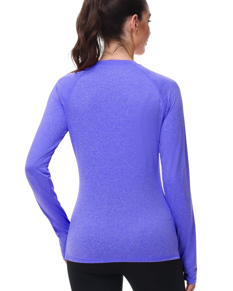 isnowood Swim Rash Guard Shirts for Women, Long Sleeve UV Sun Protection SPF Tops with Thumbhole, UPF 50+ Quick Dry for Hiking Workout