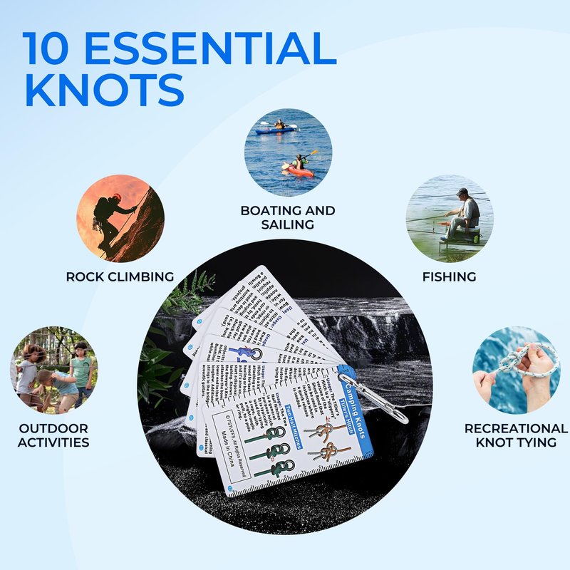 24 Rope Knots Camp Cards - Camping Supplies Waterproof Knot Tying kit,Camp Gear Knots Book Cards Pocket Camping Gift for Hikers and cub Scout to Knot Tying