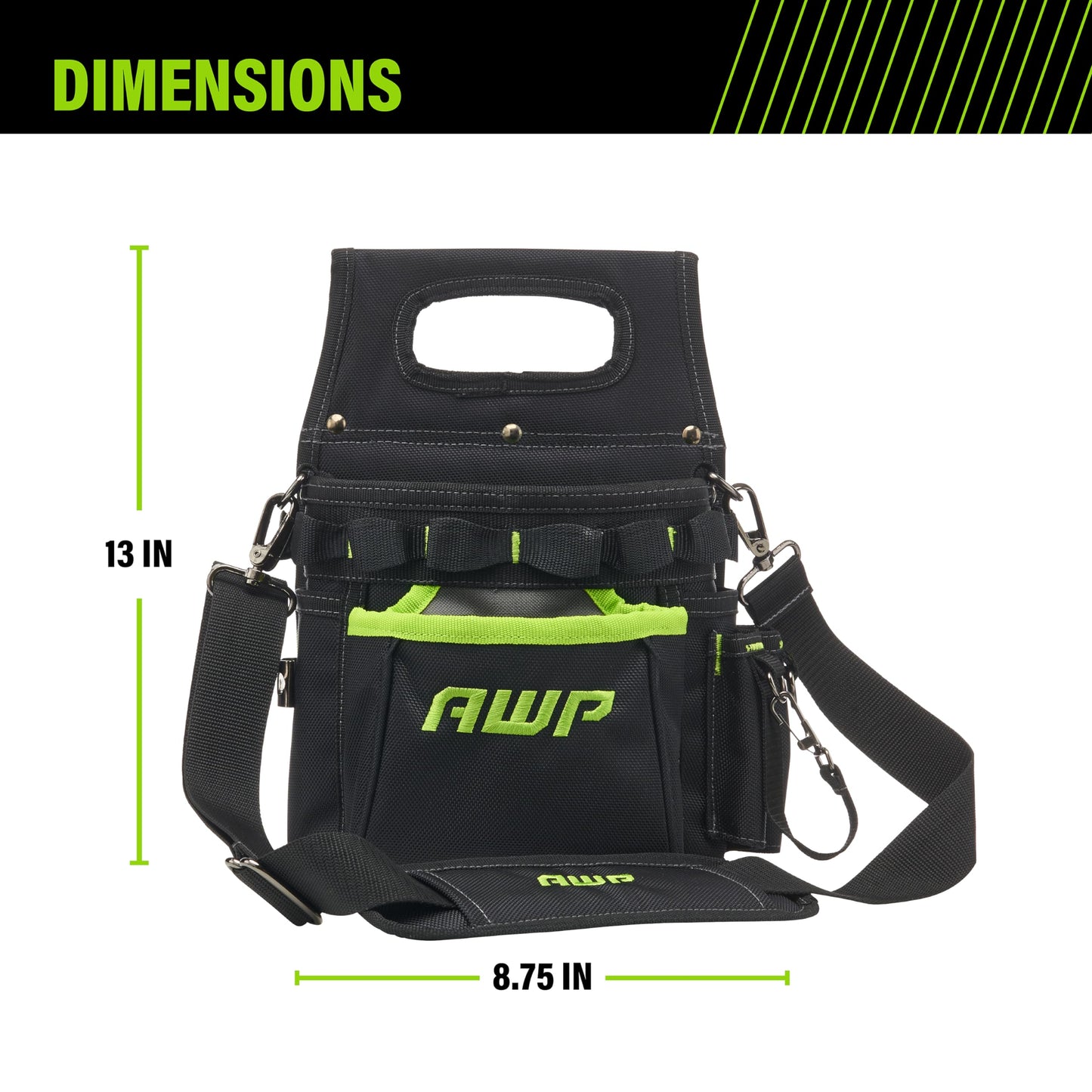 AWP Electrician Tool Pouch with Multiple Pockets, Premium Leather Utility Bag for Men, Tactical Tool Belt Organizer for Construction, Work, and EDC Accessories, L-72708-1
