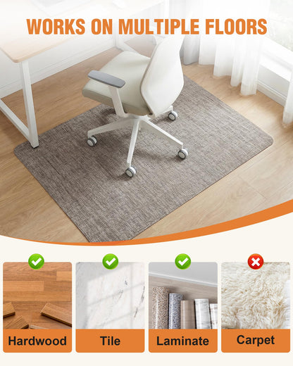 Carvapet Office Chair Mat for Hardwood Floor, 36x48 Inch Heavy Duty Floor Protector, Non Slip Desk Chair Mat for Rolling Computer Gaming Chairs, Easy to Clean Light Brown