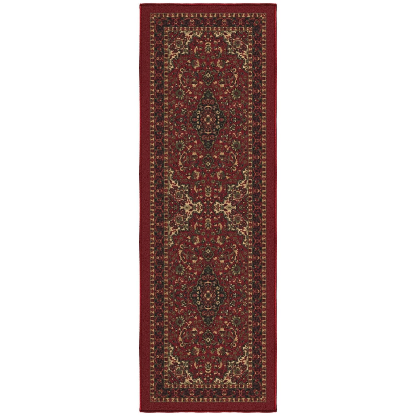 Ottomanson Hallway Runner Rug 20" x 53" Non Slip Oriental Area Rugs Easy to Clean Laundry Rug Runner Durable & Pet Friendly Floor Carpet Runners for Hallways Entryway Living Room Kitchen, Red