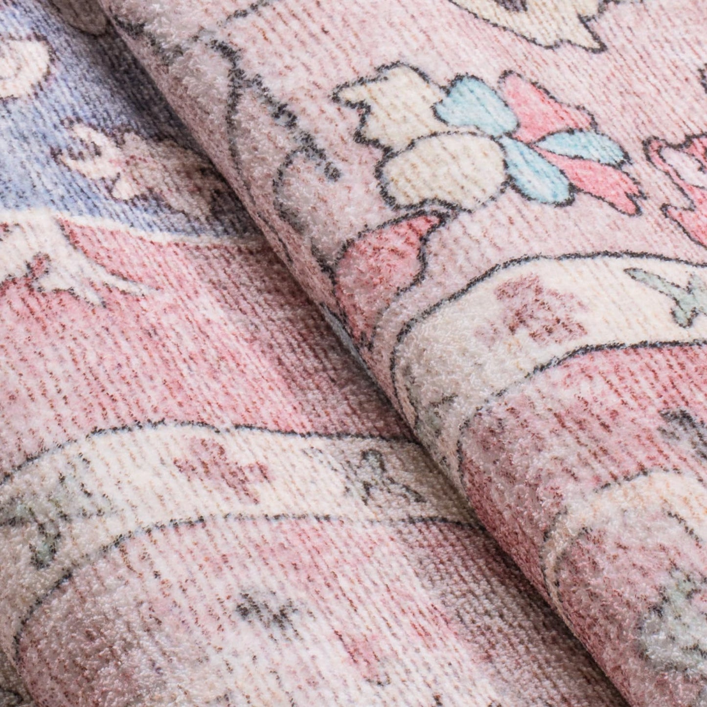 Sofrug Area Rug 3x5 - Vintage Ocean Pink Mixed Area Rugs Honeycomb Non Slip Backing Carpet Foldable & Machine Washable Distressed Rugs for Living Room Bedroom Dining Room Home Office
