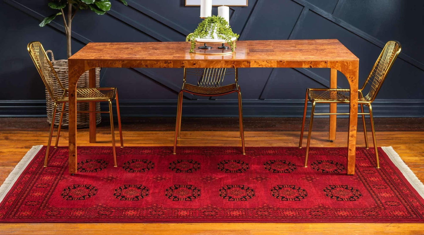 Unique Loom Tekke Collection Over-Dyed Saturated Traditional Torkaman Area Rug (6' 0 x 9' 0 Rectangular, Red/Black)