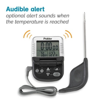 Polder Digital In-Oven Thermometer/Timer, White