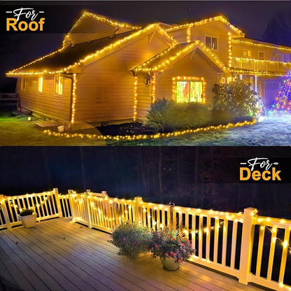 KNONEW 600ft 1500 LED Christmas String Lights Outdoor Green Wire 8 Modes & Timer Fairy Light Plug in Waterproof Patio Lights for Xmas Yard Tree Wedding Party Holiday Decorations (Warm White)
