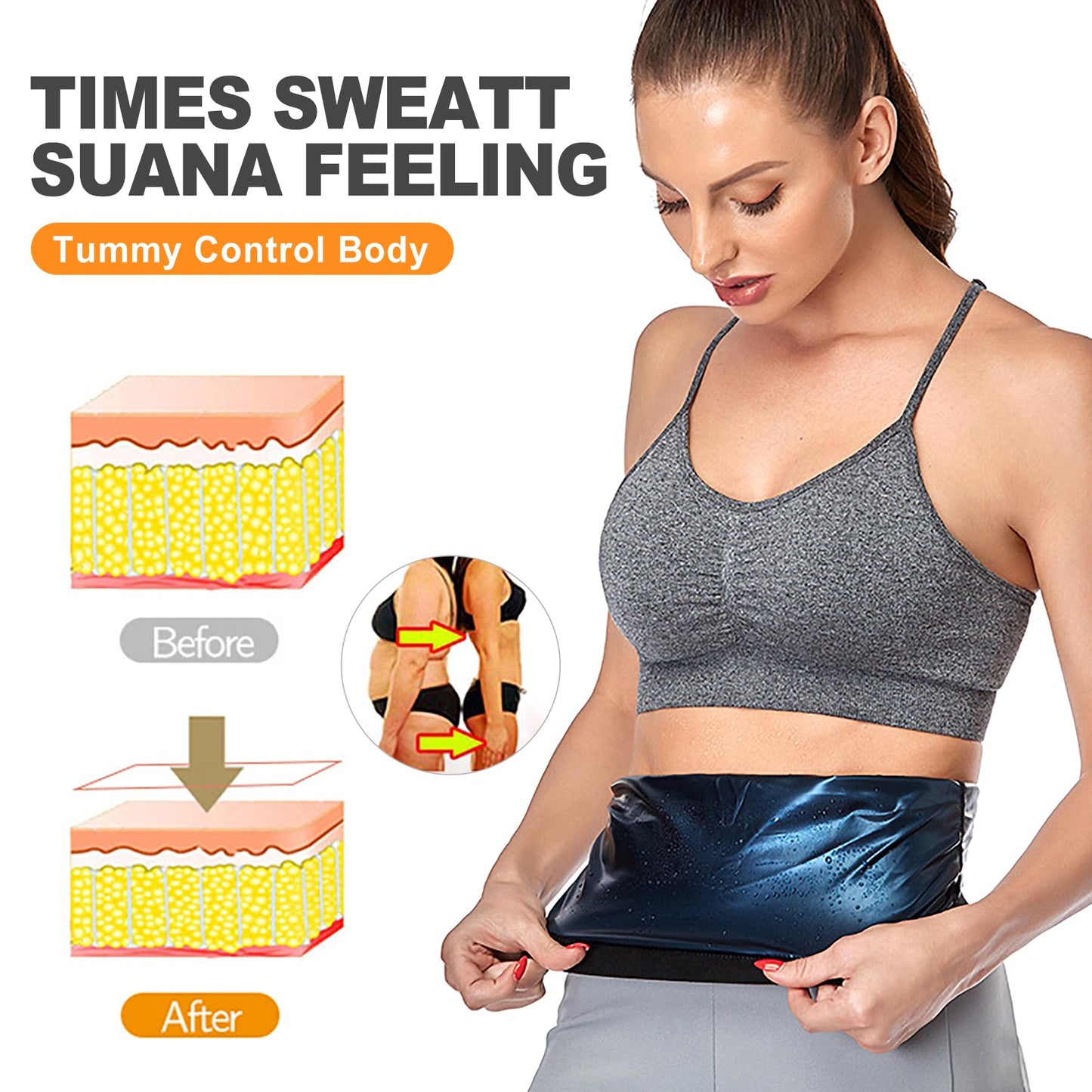 ZukoCert Sauna Belt for Women Weight Loss, Lower Belly Fat Sauna Waist Trainer, Stomach Sweat Band, Slimming Suit, Workout Sweat Shaper for Women(S/M) Blue
