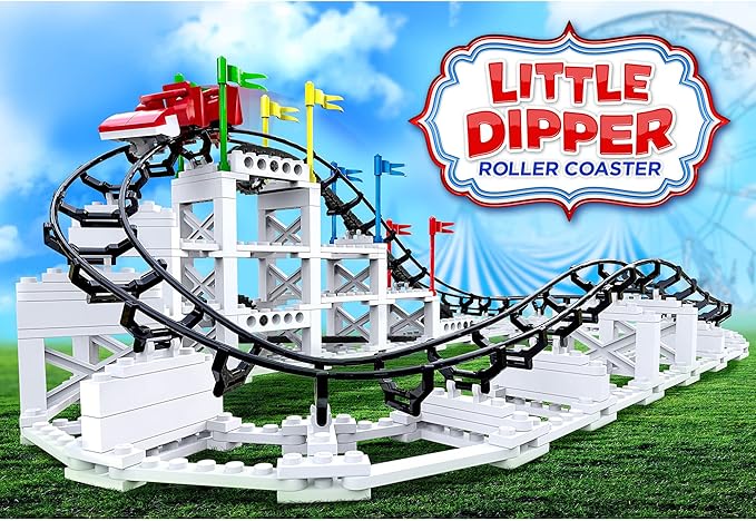 CDX Blocks: Little Dipper - 324 Pcs Building Brick Set Gravity Powered Roller Coaster Model Promotes STEM Learning