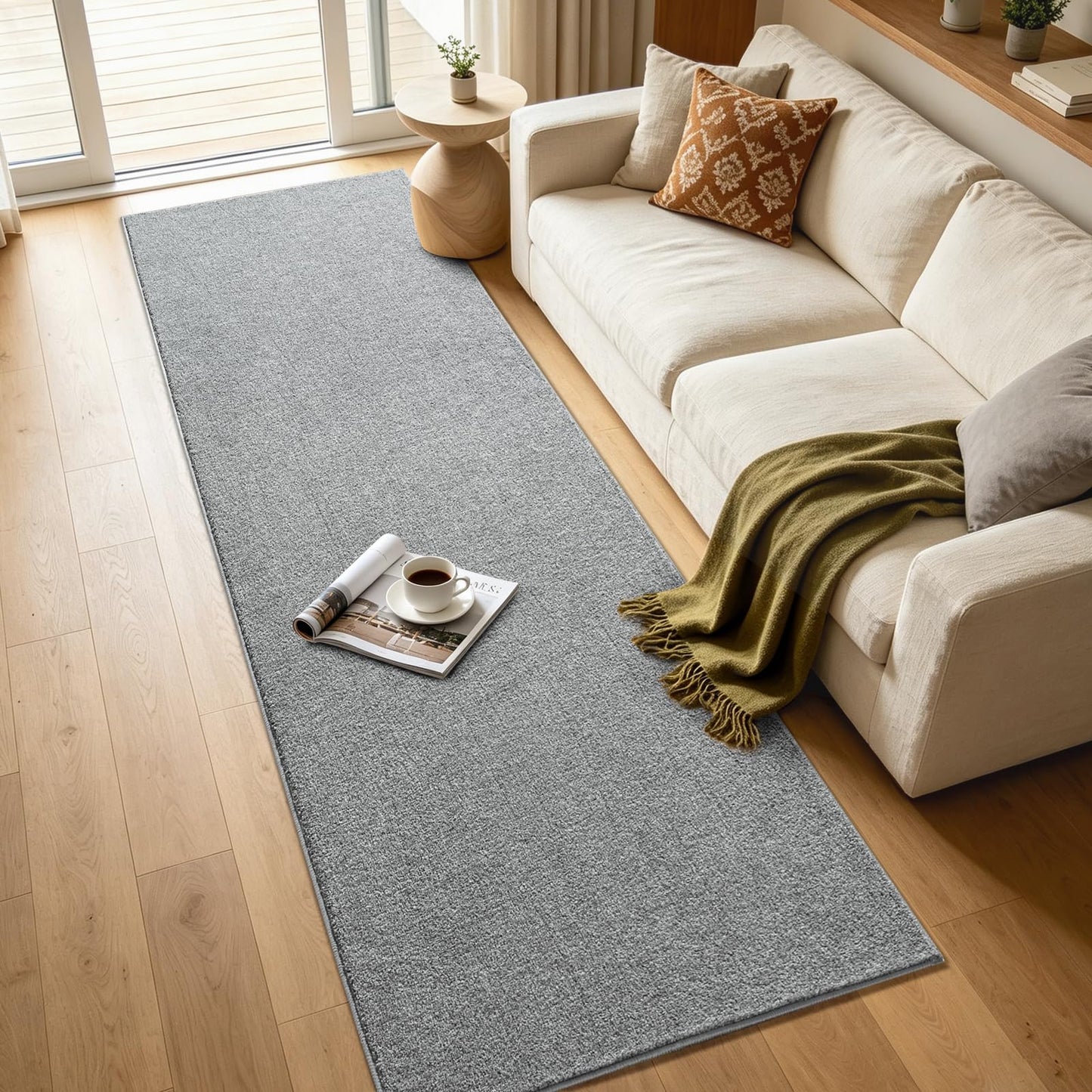 2x6 Washable Runner Rug for Hallway Kitchen Bedroom, Low-Pile Non-Slip Thin Area Rug for Entryway Bathroom, Indoor Carpet for Bedside Laundry Living Room Home Decor (Grey)