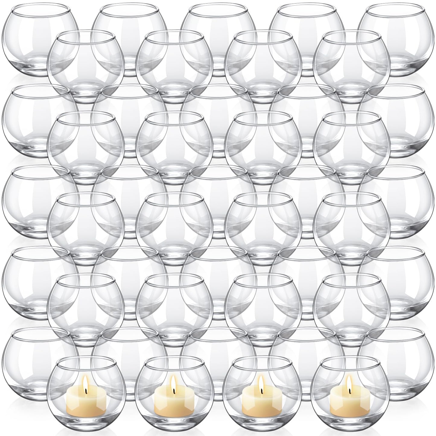 Ziliny 48 Pcs Clear Glass Votive Candle Holders Bulk Tealight Candle Holders Wedding Table Centerpiece Decor Vase for Wedding Bridal Shower Party Decoration