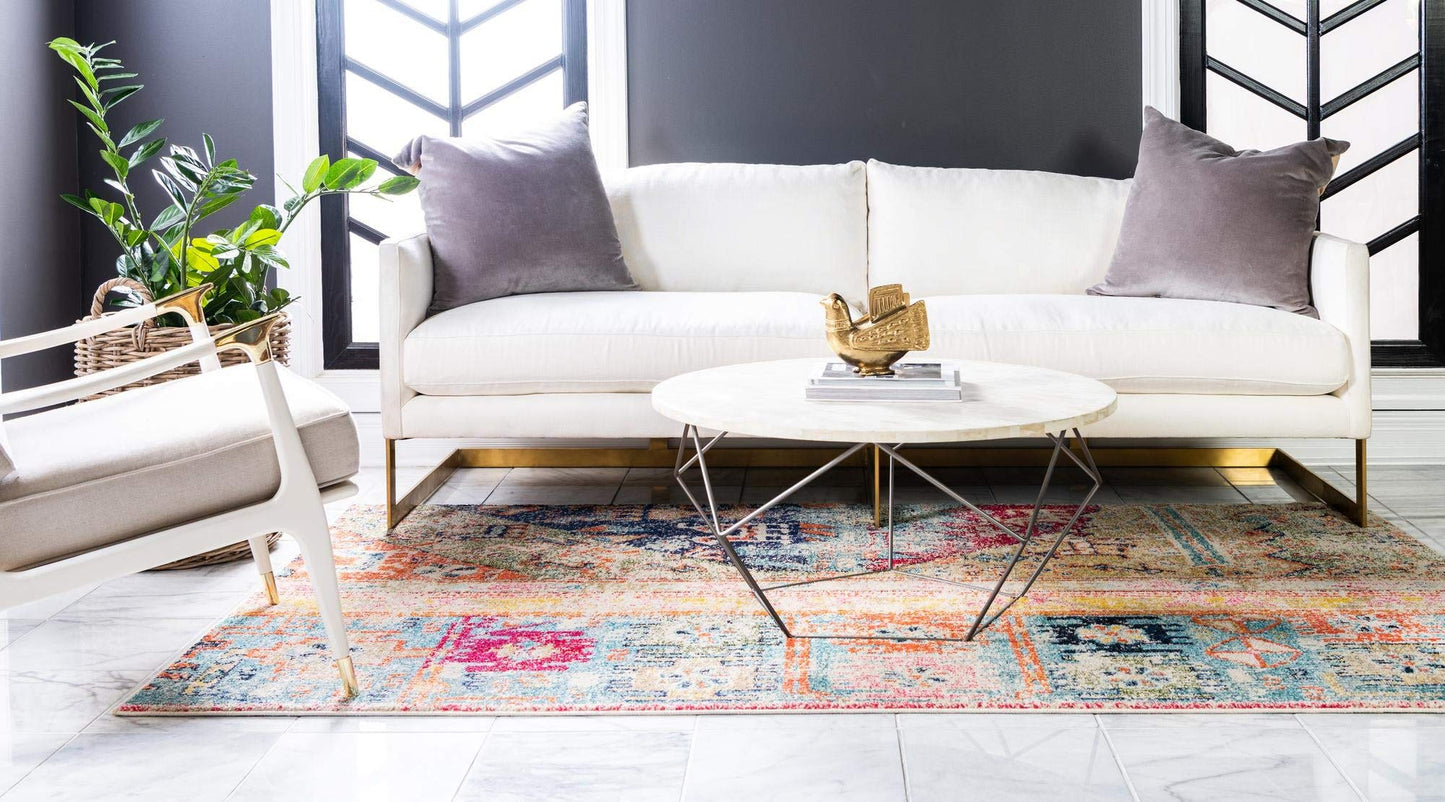 Rugs.com El Paso Collection Rug – 4' x 6' Multi Medium Rug Perfect for Living Rooms, Large Dining Rooms, Open Floorplans
