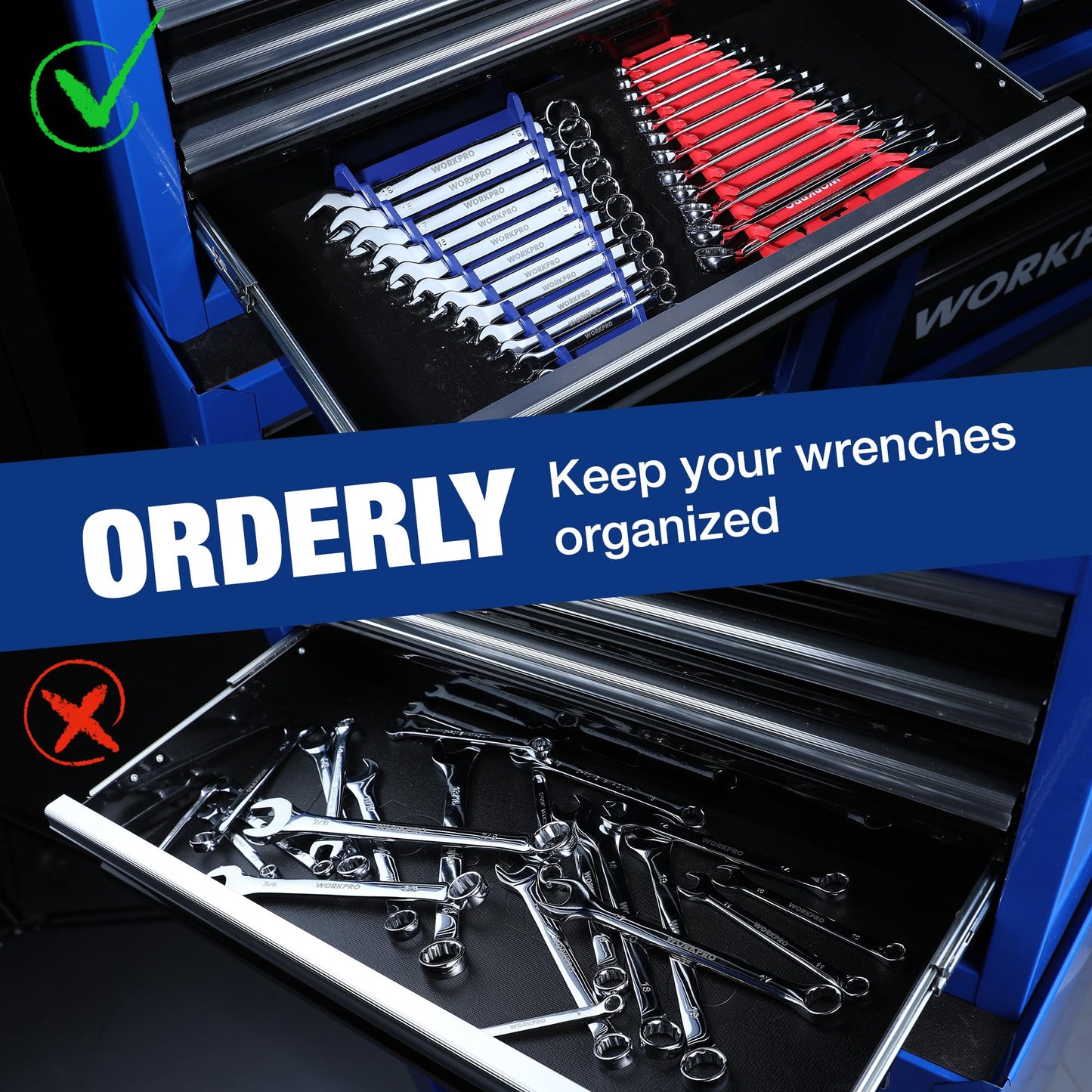 WORKPRO 2-Pack Magnetic Wrench Organizer, 12-Piece Wrench Holder Set
