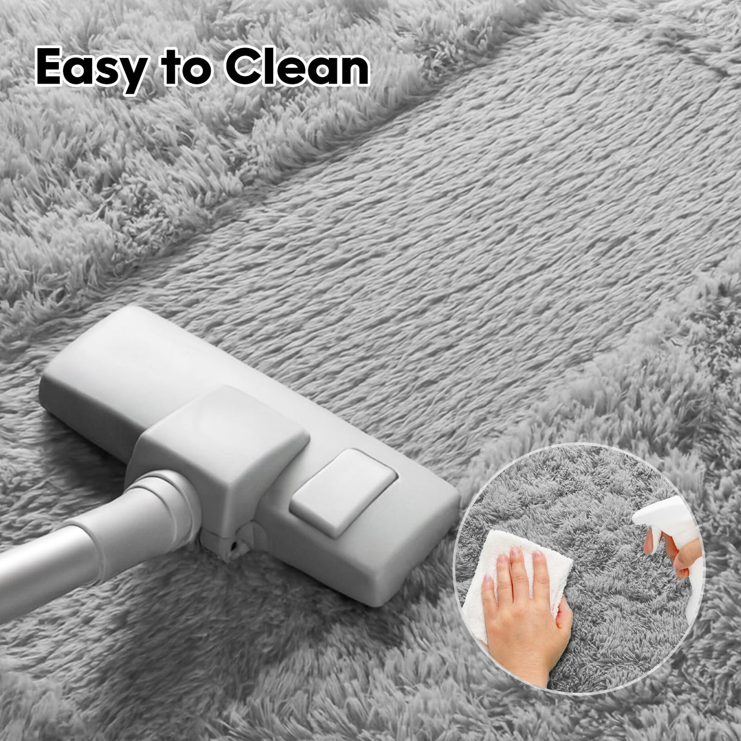 Mtandyx 8x10 Area Rugs Living Room, Gray Plush Fluffy Bedroom Rugs, Non-Slip Upgraded Indoor Thick Soft Rug, Modern Plush Carpet Suitable for Kids Home Decor Aesthetics Dorm.