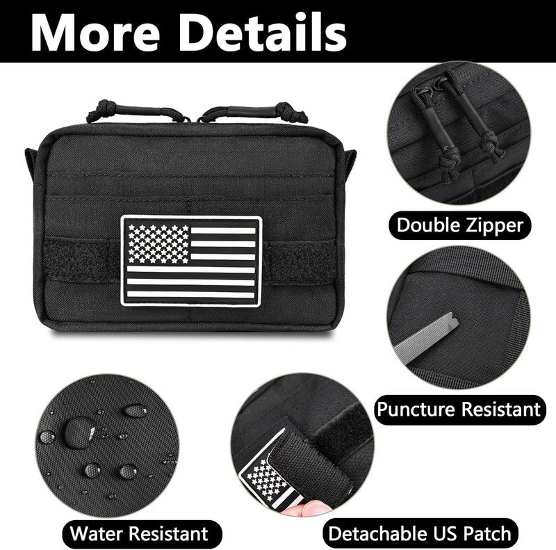 Belt Pouches for Men - Water Resistant Small Belt Bag with USA Flag Patch | EDC Organizer for Work & Travel