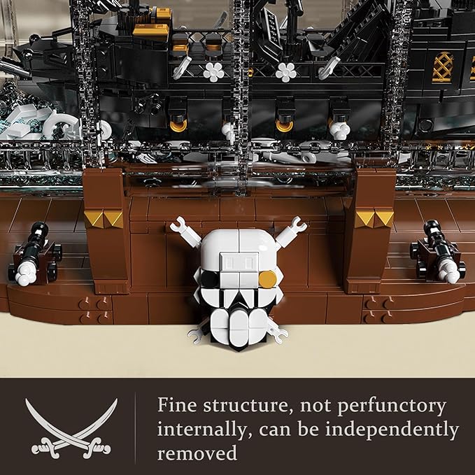 Mould King 10065 Drift Bottle with Black Pearl Ship Building Blocks Set Pirate Ship in Bottle Model Building Kit with Display Stand Toy for Age 14+/Adults(2206 Pieces)-Black Pearl Ship
