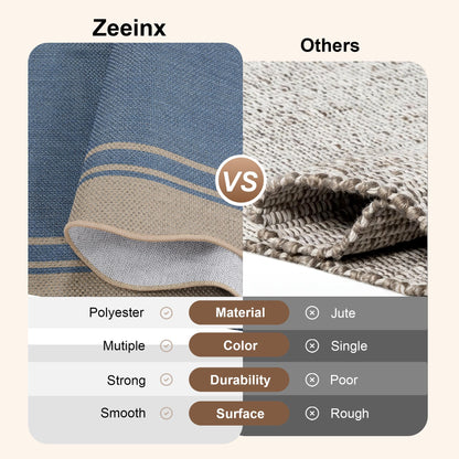 Easy Jute 3x5 Outdoor Rug Washable Non Slip Rug for Entryway Indoor Outdoor Farmhouse Neutral Scalloped Carpet for Backyard Patio Proch Living Room