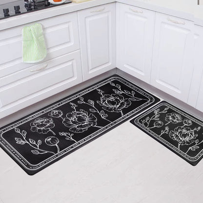 ROTTOGOON Kitchen Floor Mat Set of 2, Cushioned Anti Fatigue Kitchen Mat 17.3"x47"+17.3"x29", Non-Slip Waterproof Kitchen Rug, Premium PVC Comfort Kitchen Mats and Rugs for Office, Home, Laundry