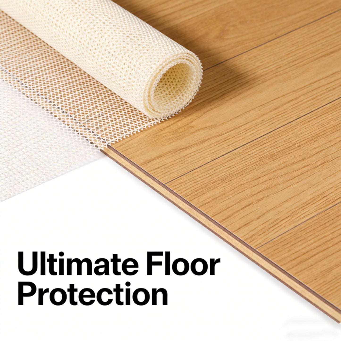 Rug Pad 78.7x59 inches White Non-Slip Gripper Pad for Hardwood Floors & Tile, Area Rug Underlay Protects Floor & Prevents Skidding, Can Be Cut to Any Size