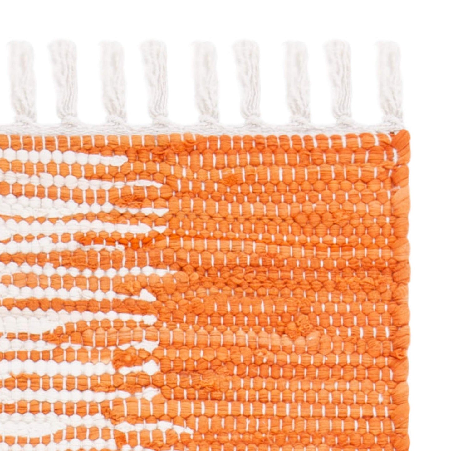 SAFAVIEH Montauk Collection Runner Rug - 2'3" x 9', Orange, Handmade Stripe Fringe Cotton, Ideal for High Traffic Areas in Living Room, Bedroom (MTK751C)