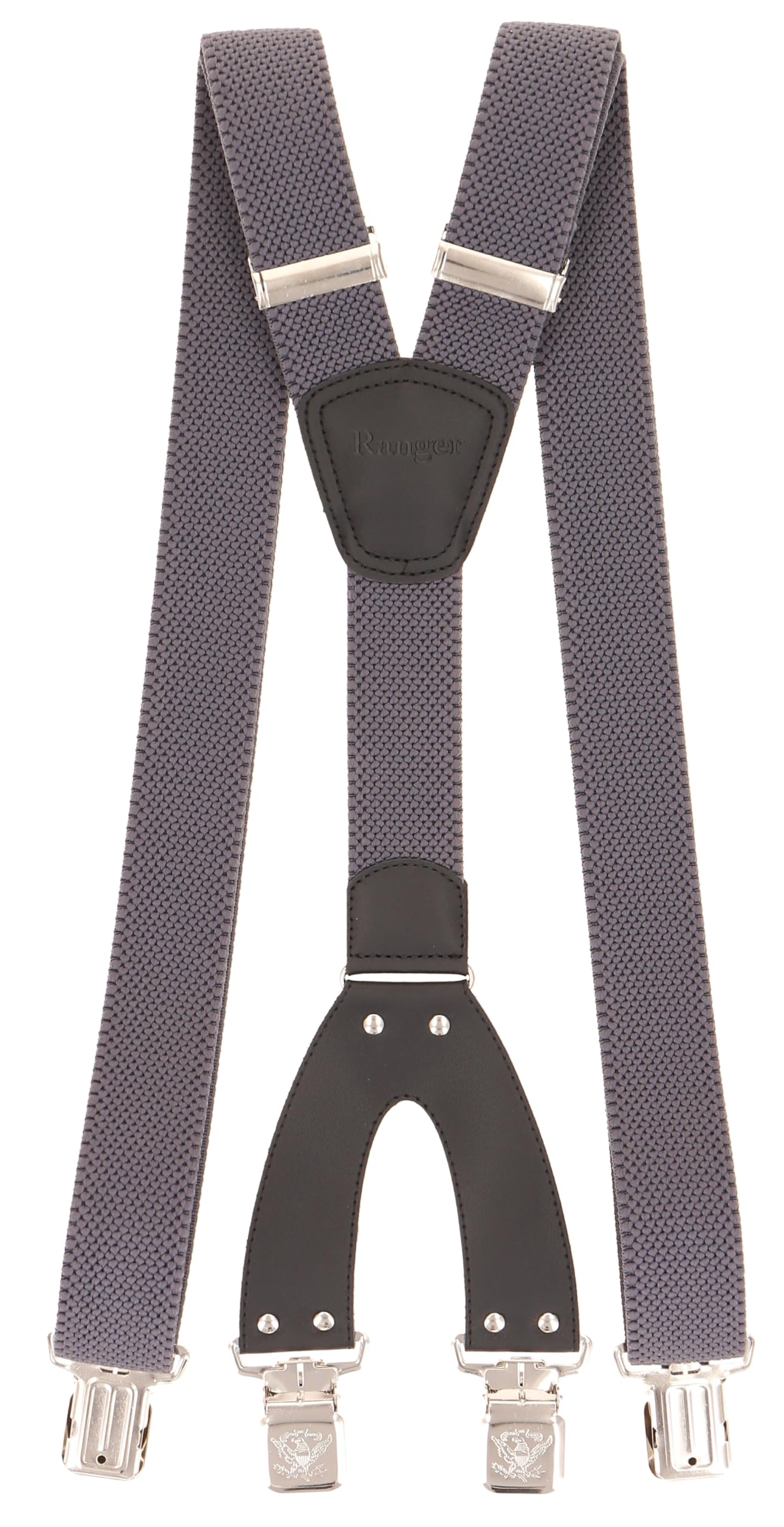 Ranger - Suspenders for Men – 1.6 inch. Wide, 55 inch. Heavy Duty, Long, Strong, Solid, Formal, Suit Accessories Men - Dark Grey