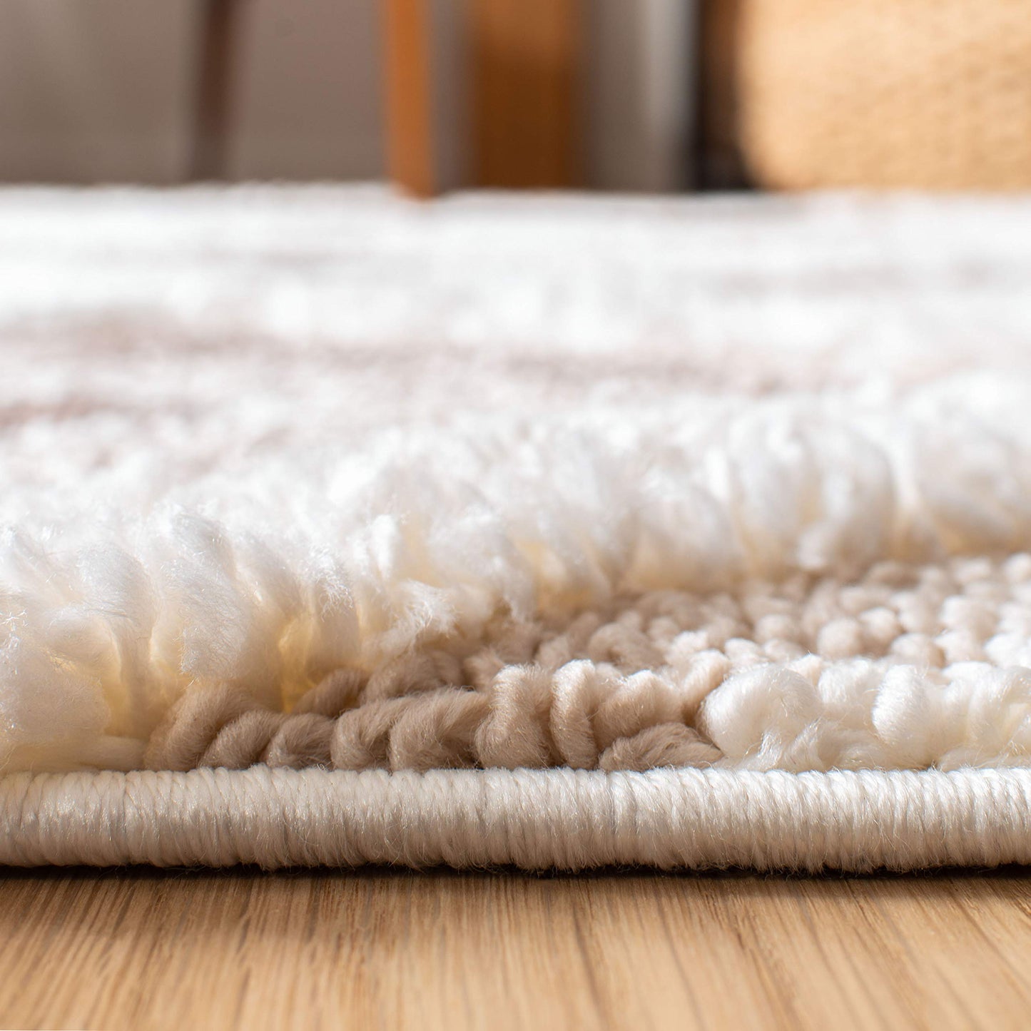SAFAVIEH Moroccan Tassel Shag Collection Area Rug - 5'3" x 7'6", Ivory & Brown, Boho Design, Non-Shedding & Easy Care, 2-inch Thick Ideal for High Traffic Areas in Living Room, Bedroom (MTS601A)