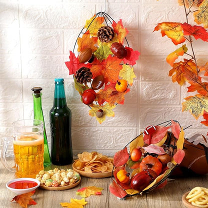 6 Pcs Fall Football Decorations 12 Inch Football Wreath Fall Metal Wreath Form Wire Garland for Sports Party Autumn Harvest Party Decor DIY Craft Project Holiday Front Door Hanging Home