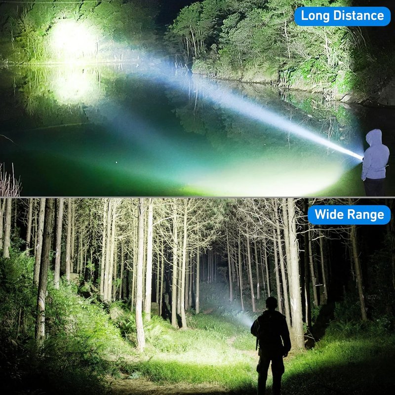 Rechargeable Flashlight - 99,000 High Lumen Brightness | 15H LED Life, 5 Modes, IPX7 Waterproof for Camping & Hiking