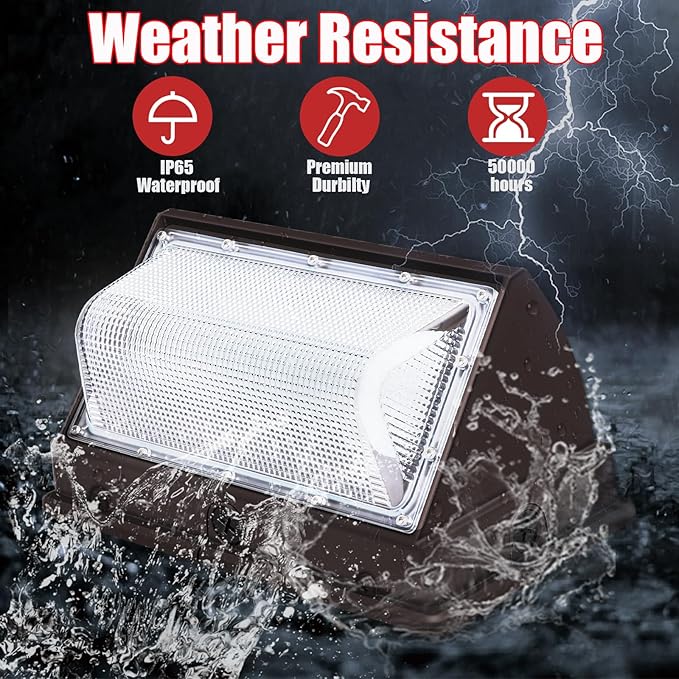 120W LED Wall Pack, 15840 Lumen Super Bright Outdoor Wallpack Lights, 5000K Waterproof Commercial Security Wall Mount Exterior Flood Lighting for House Yard Building Warehouse 4Pack