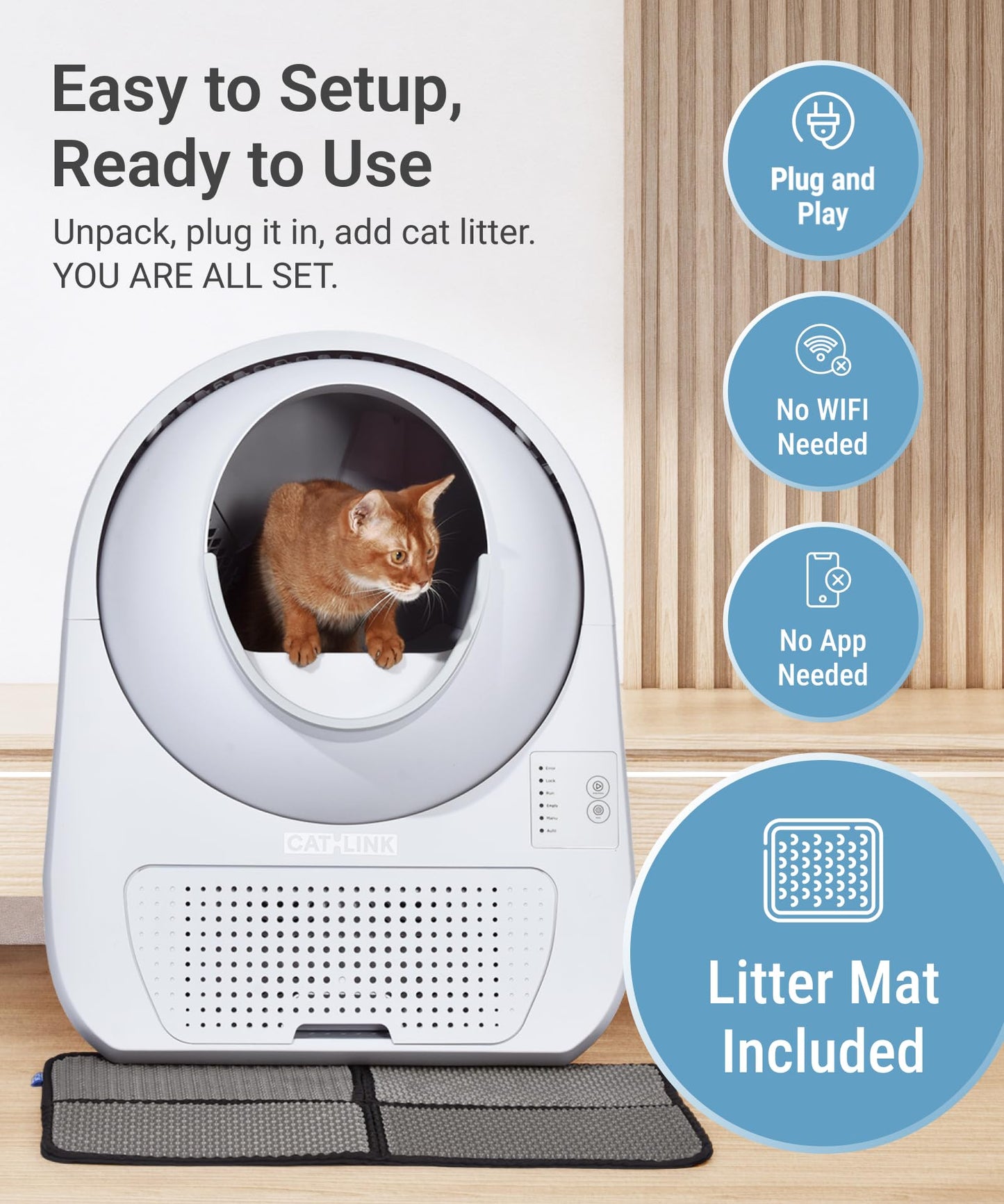 CATLINK 2026 Upgrade Self Cleaning Cat Litter Box with Mat, Automatic Litter Box for Multiple Cats 3.5 to 22 lbs, Double Odor Control, Safety Sensors