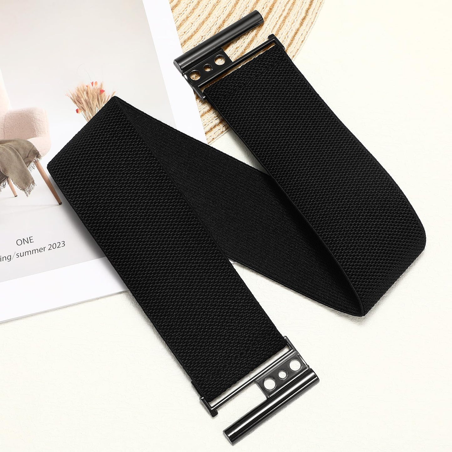 Womens Wide Elastic Waist Cinch Belt - Stretchy Vintage Trimmer Belt for Dresses