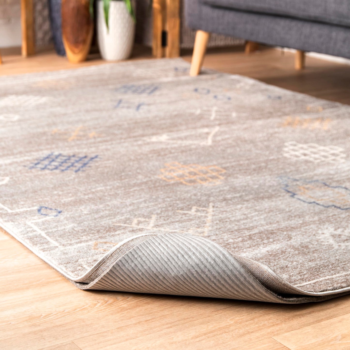 nuLOOM Gavin Oval 8' x 10' Rug Pad for Living Room Bedroom Dining Room Kitchen, Gavin Grey