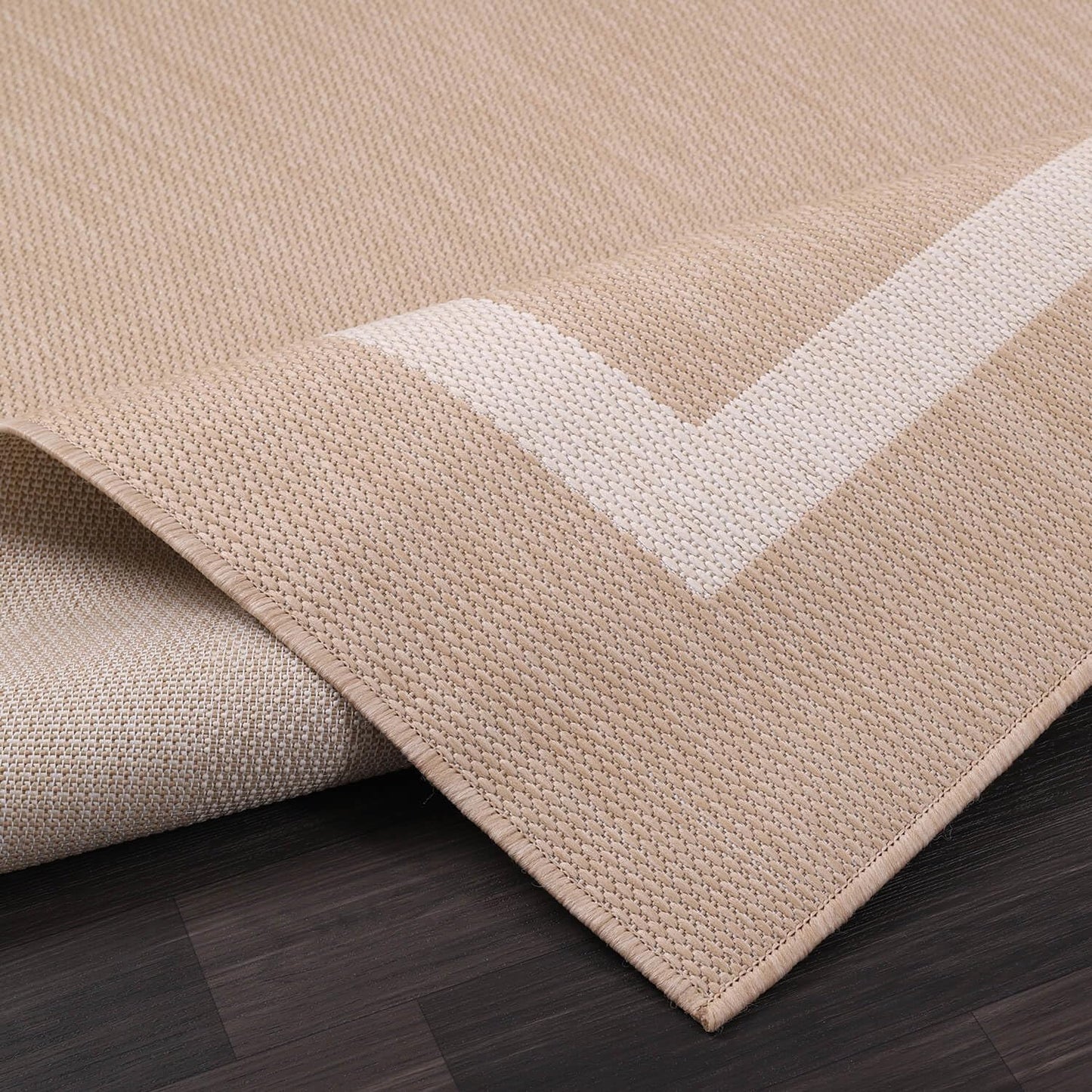 Luul Home Bordered Outdoor Rug 8x10 Washable Outside Carpet for Indoor Patio Porch Waterproof Easy Cleaning Non Shedding Area Rugs Beige 8 x 10