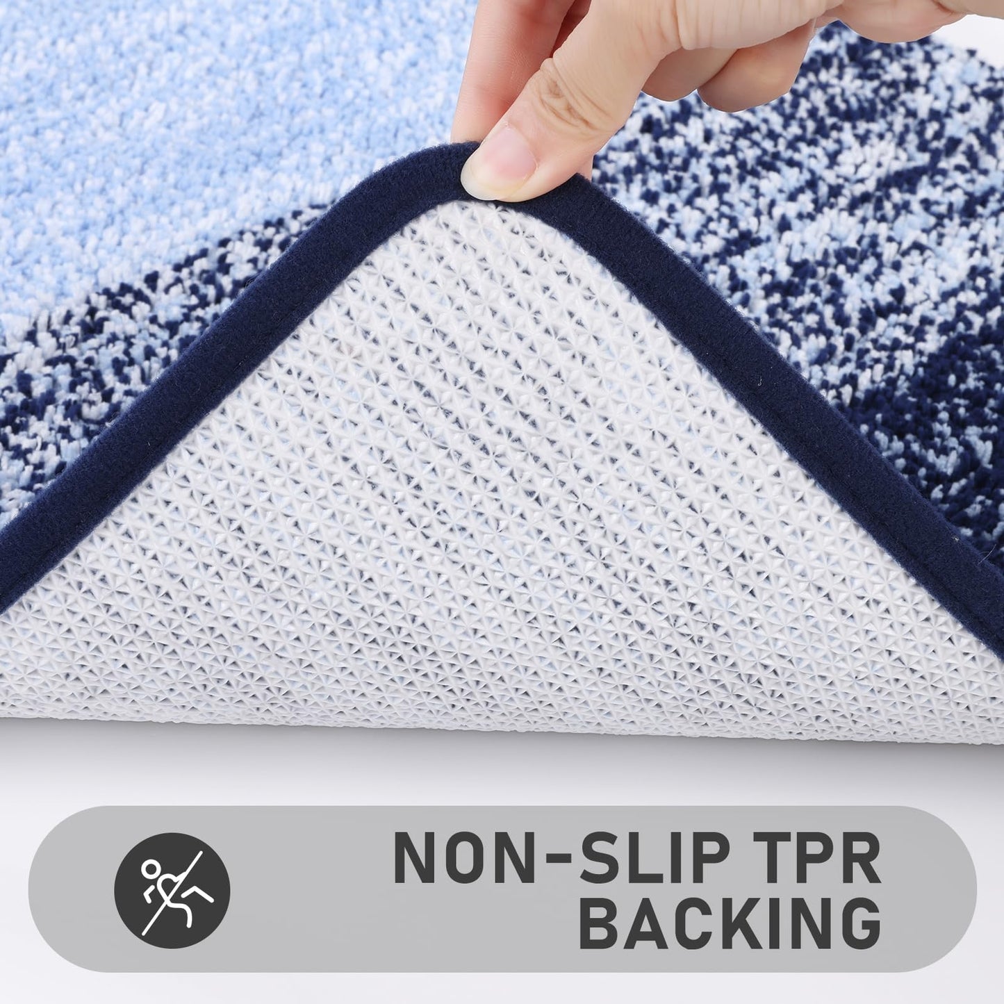 Bsmathom Bathroom Rugs Sets 4 Piece, Soft Absorbent Microfiber Bath Rugs with U-Shaped Contour Toilet Rug and Toilet Lid Cover, Thick Non-Slip Plush Shaggy Bath Mat Set,Navy Blue