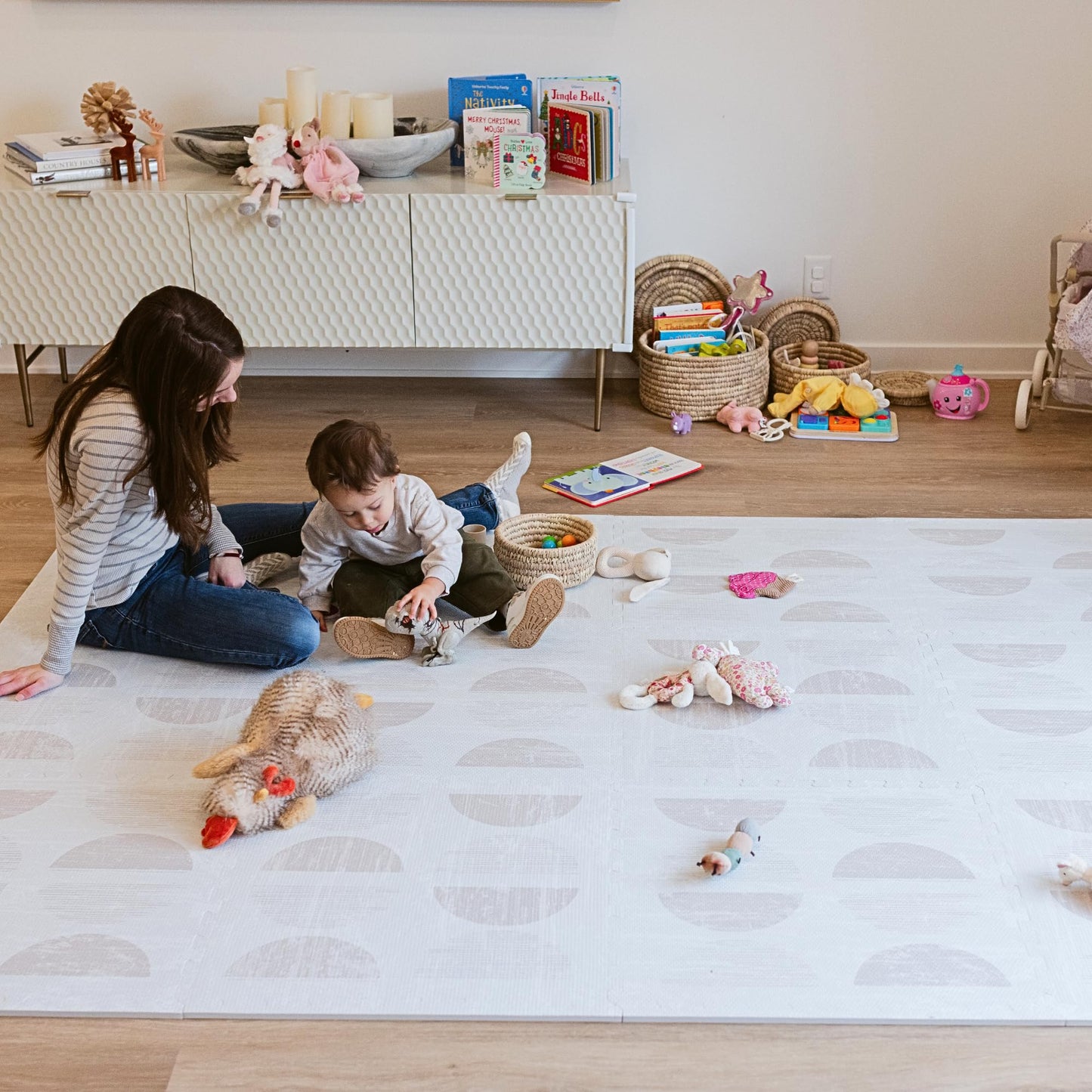 Little Landings Baby Play Mat for Floor - Aura Oat (4x6ft) - Premium EVA Foam Play Mat for Babies & Toddlers (Ages 0-5+) Non-Toxic Playmat for Tummy Time, Crawling & Playroom - Stylish & Comfortable