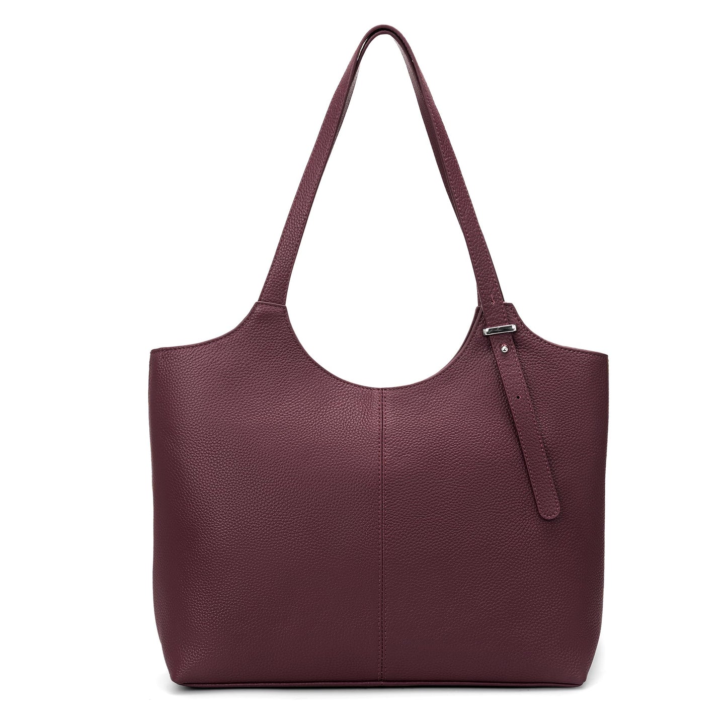 befen Genuine Leather Tote Bags for Women Work, Real Burgundy Leather Shoulder Handbags Zippered Satchel Purses with Adjustable Strap for Casual Shopping Travel, Burgundy