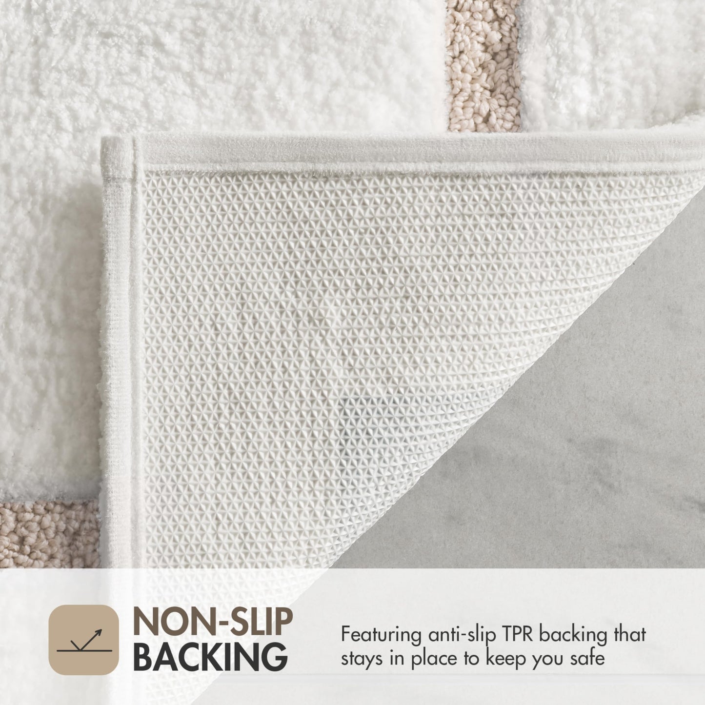 Madison Park Roan Bath Rug 17x24, Thick Absorbent Microfiber Bathroom Mat, Non Slip TPR Backing, Machine Washable, Oeko-TEX Certified, Hotel-Inspired Tufted Plush Design, Beige