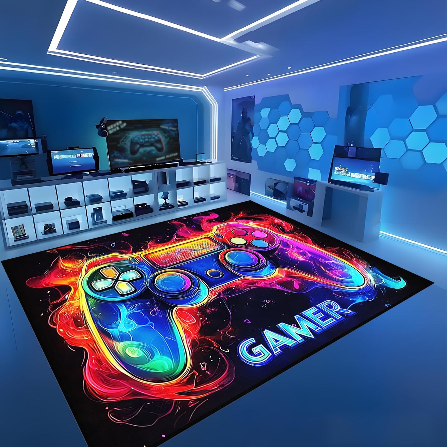 6×8 Gaming Rug for Boys Room - Gamer Area Rug for Boys Bedroom Games Themed Kids Room Decor Gaming Carpet Rugs Oversized