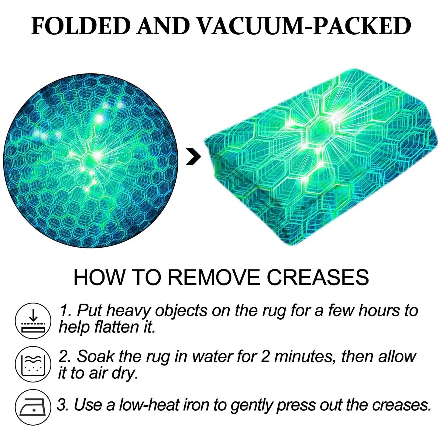 DJNEAR Geometric Round Rug 6ft 3D Honeycomb Circle Area Rugs Modern Aesthetic Carpet Living Dining Room Bedroom Throw Rugs Floor Mat Doormat Home Decor, Teal